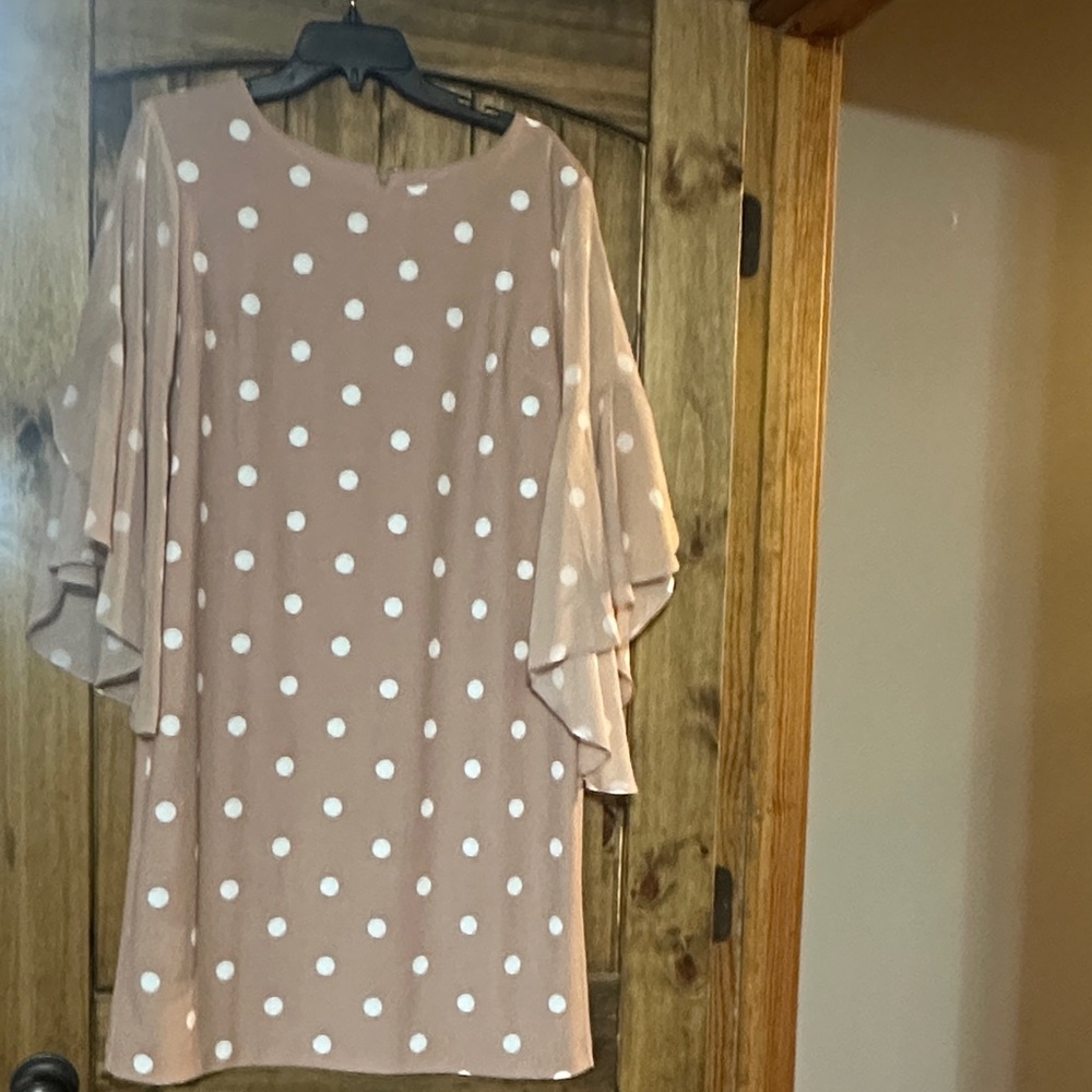 Cato Tan Polka Dot Midi Dress